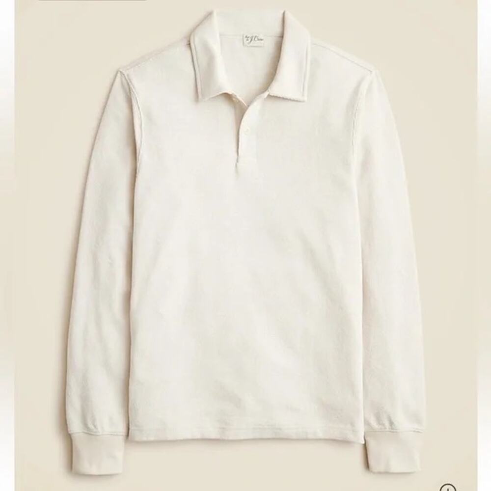 NWT J Crew Cream Long Sleeve Sweater Polo - Size Medium